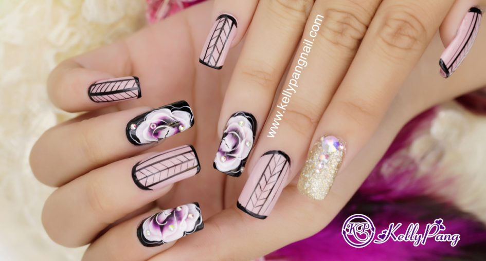 Các bước vẽ mẫu nail Hoa Hồng Sa Mạc Các bước vẽ mẫu nail Hoa Hồng Sa Mạc