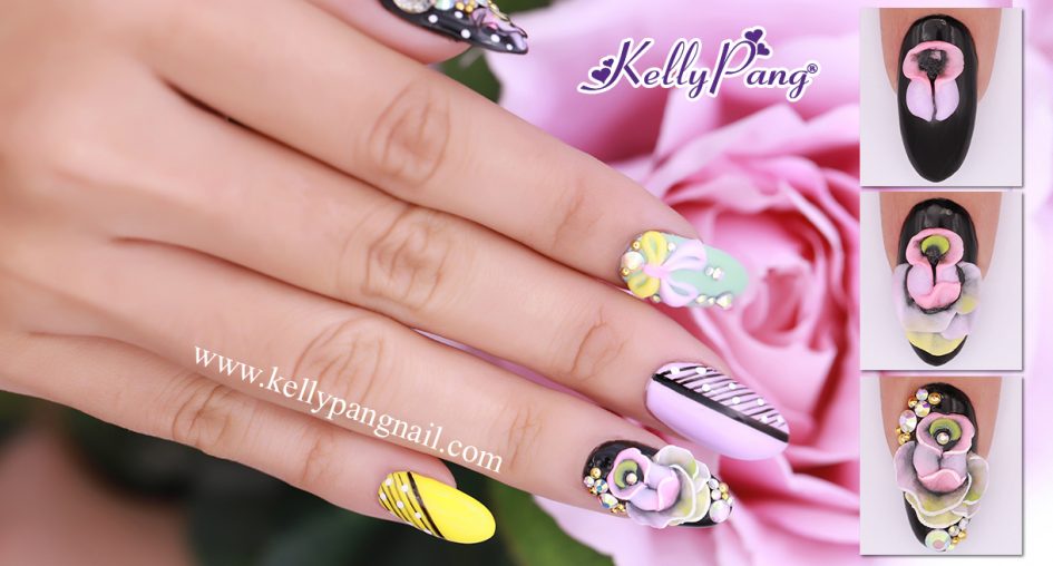7 bước vẽ mẫu nail Hoa Hồng 3D sang trọng 7 bước vẽ mẫu nail Hoa Hồng 3D sang trọng