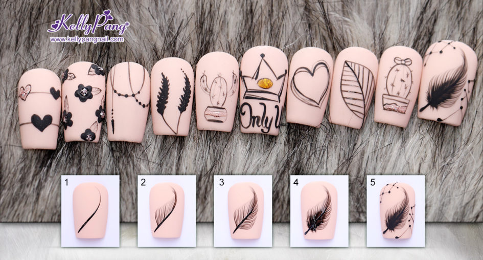 Click xem cách vẽ mẫu nail chiếc lông vũ