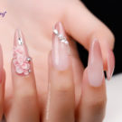 Cách Vẽ Nail Hồng Thạch Anh Hoa 3D