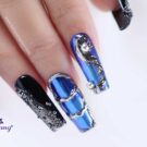 Cách Vẽ Nail Xanh Biển Tráng Gương Bạc Sang Trọng Cách Vẽ Nail Xanh Biển Tráng Gương Bạc Sang Trọng